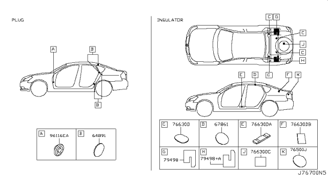 2009 Infiniti M45 Body Side Fitting Diagram 2