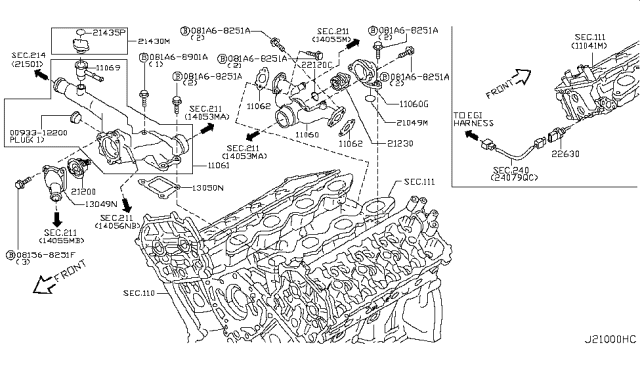 2010 Infiniti M45 Water Pump, Cooling Fan & Thermostat Diagram 2