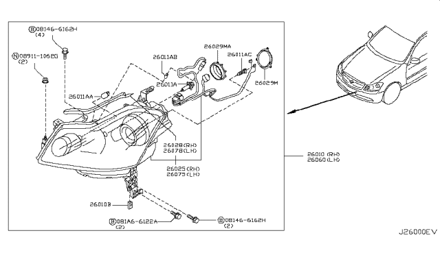 2009 Infiniti M45 Headlamp Diagram 1