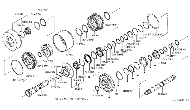 2008 Infiniti M35 Shaft - Intermediate Diagram for 31416-95X00