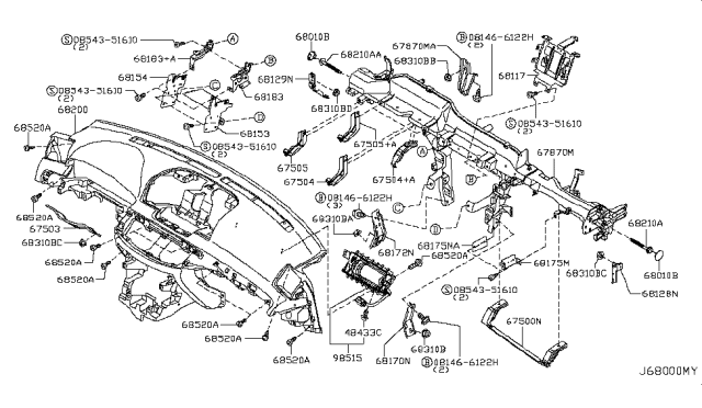 2007 Infiniti M35 Instrument Panel,Pad & Cluster Lid Diagram 3