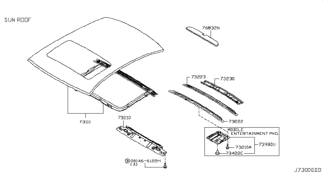 2010 Infiniti M35 Roof Panel & Fitting Diagram