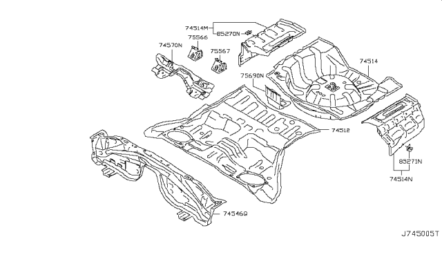 2009 Infiniti M35 Floor Panel (Rear) Diagram