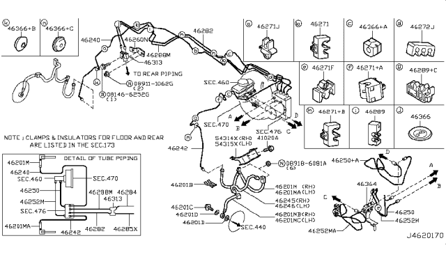 2007 Infiniti M45 Brake Piping & Control Diagram 1
