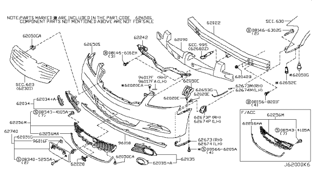 2007 Infiniti M35 Front Bumper Diagram 2