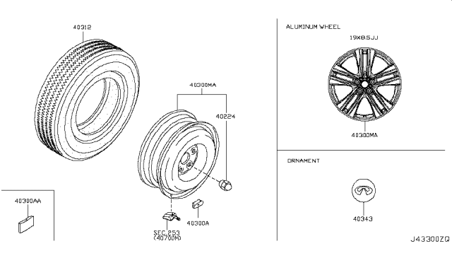 2007 Infiniti M35 Road Wheel & Tire Diagram 4