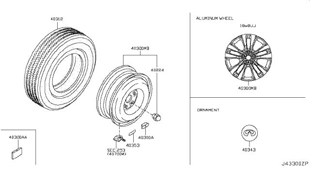 2009 Infiniti M35 Road Wheel & Tire Diagram 1