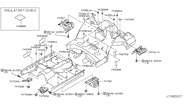 2007 Infiniti M35 Plug Diagram for 74816-AL500