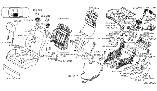 2007 Infiniti M45 Front Seat Diagram 9