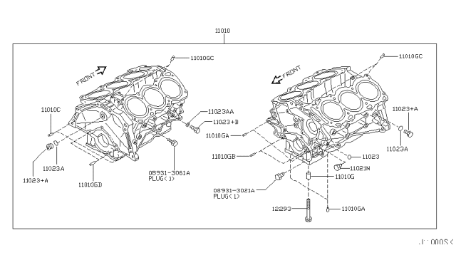 2008 Infiniti M45 Cylinder Block & Oil Pan Diagram 7