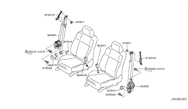 2008 Infiniti M45 Front Seat Belt Diagram 2
