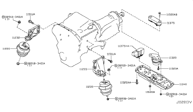 2009 Infiniti M35 Engine & Transmission     Mounting Diagram 5