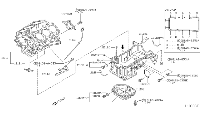 2006 Infiniti M35 Cylinder Block & Oil Pan Diagram 4