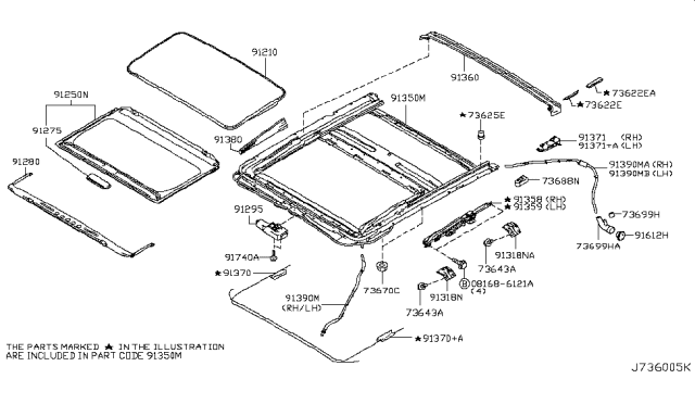 2006 Infiniti M45 Sun Roof Parts Diagram