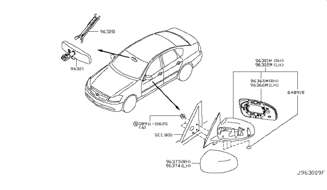 2006 Infiniti M45 Rear View Mirror Diagram 2