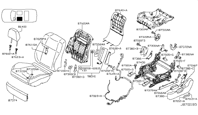 2007 Infiniti M45 Front Seat Diagram 3