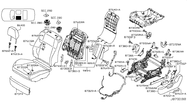 2006 Infiniti M35 Front Seat Diagram 13