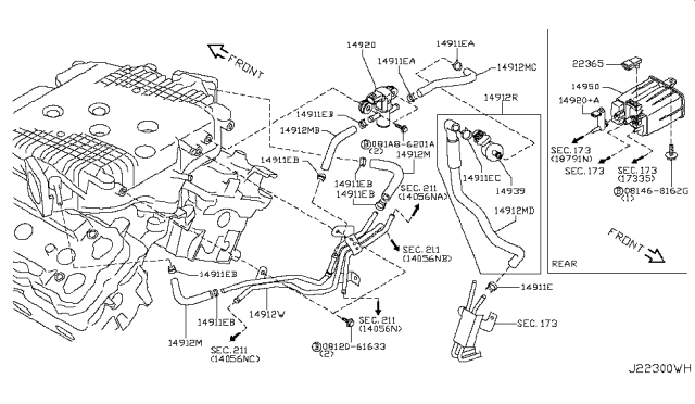 2008 Infiniti M35 Hose-EVAPORATOR Control Diagram for 14912-EV11B