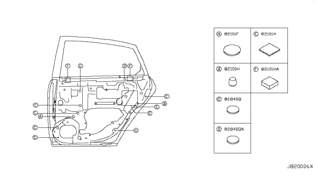 2008 Infiniti M35 Rear Door Panel & Fitting Diagram 5