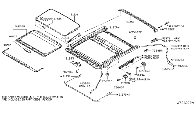 2010 Infiniti M35 Sun Roof Parts Diagram 1