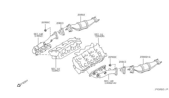 2007 Infiniti M35 Three Way Catalytic Converter Diagram for 208B3-EH225