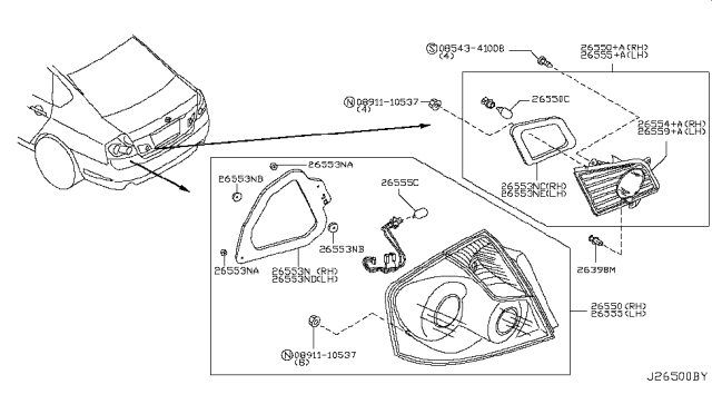 2008 Infiniti M35 Rear Combination Lamp Diagram 1