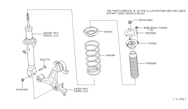 2007 Infiniti M35 ABSORBER Kit-Shock,Front Diagram for E6110-EG00D