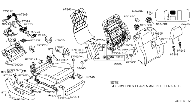 2007 Infiniti M45 Front Seat Diagram 11