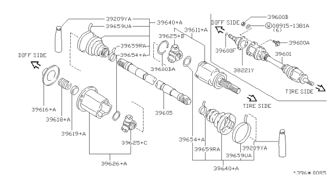 1997 Infiniti J30 Rear Drive Shaft Diagram 1