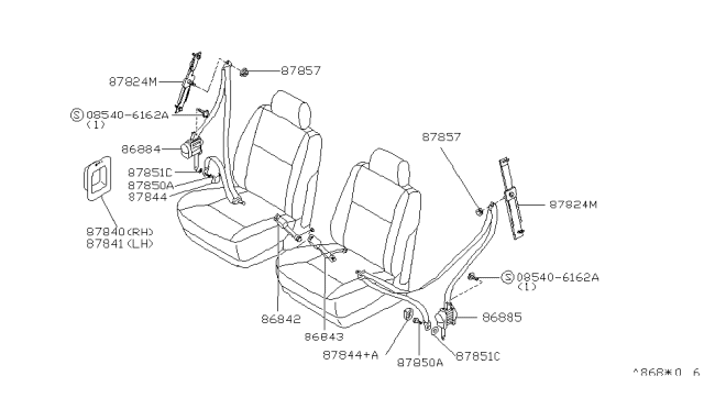 1994 Infiniti J30 Bolt-Seat Belt Diagram for 87850-64J00