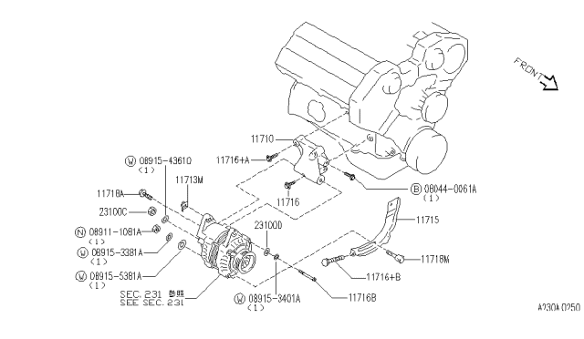 1997 Infiniti J30 Alternator Fitting Diagram