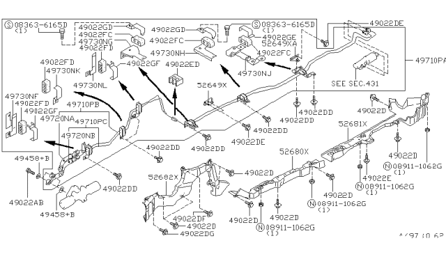 1994 Infiniti J30 Hose-Return,Power Steering Diagram for 49720-11Y16