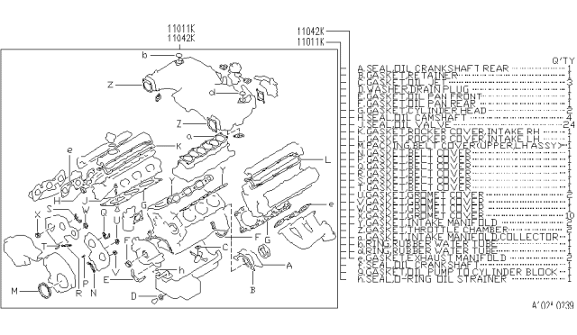 1995 Infiniti J30 Gasket Kit-Engine Repair Diagram for 10101-10Y26