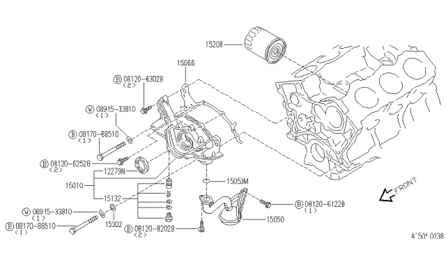 1995 Infiniti J30 Pump Assembly-Oil Diagram for 15010-17Y00