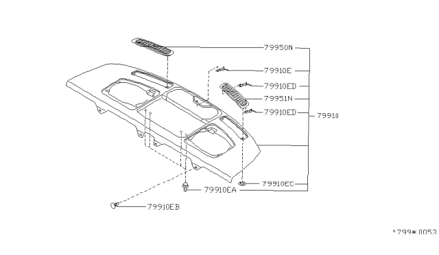 1995 Infiniti J30 Finisher-Rear Parcel Shelf Diagram for 79910-10Y11