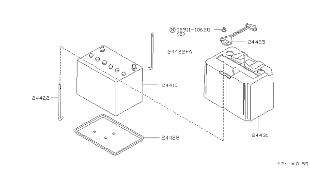 1994 Infiniti J30 Battery & Battery Mounting Diagram