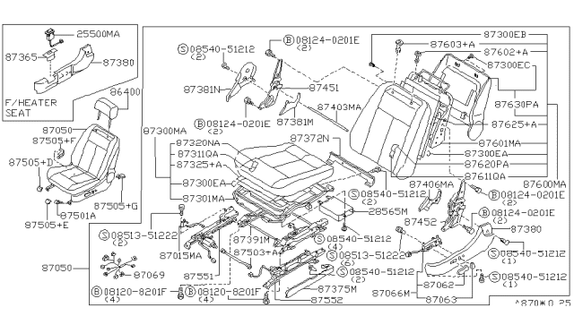 1993 Infiniti J30 Bolt Diagram for 01125-01391