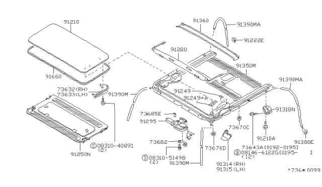 1995 Infiniti J30 Sun Roof Parts Diagram 1