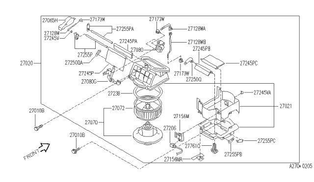 1993 Infiniti J30 Clamp-Cable Diagram for 27218-10Y00