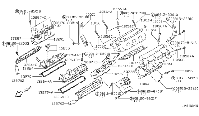1997 Infiniti J30 Bolt-Cylinder Head,Long Diagram for 11056-V7201
