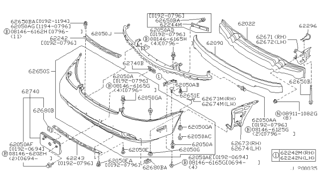 1995 Infiniti J30 Bracket-Licence Plate Diagram for 96210-10Y00