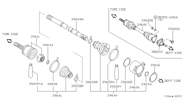 1995 Infiniti J30 Repair Kt Rear RH Diagram for 39704-0P525