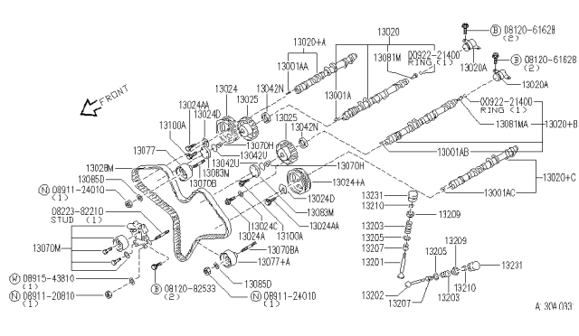 1997 Infiniti J30 Camshaft & Valve Mechanism Diagram