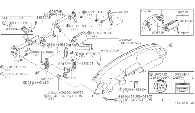 1996 Infiniti J30 Member Assy-Steering Diagram for 67870-16Y00