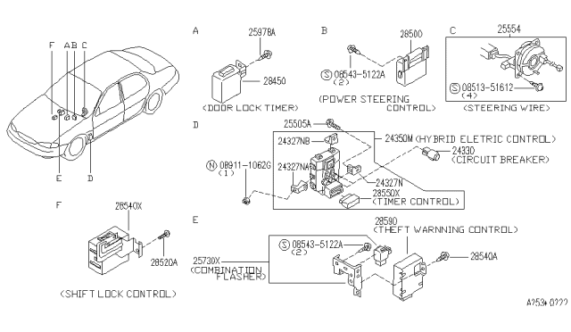 1993 Infiniti J30 FLASHER Assembly-Combination Diagram for 25730-10Y00