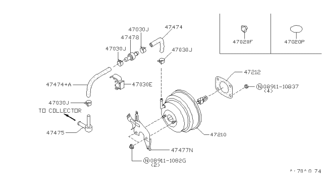 1996 Infiniti J30 Booster Assy-Brake Diagram for 47210-10Y01