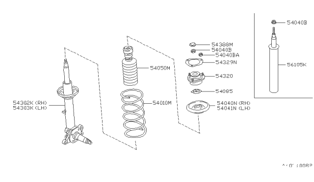 1993 Infiniti J30 Bound Bumper Assembly Diagram for 54050-0P001