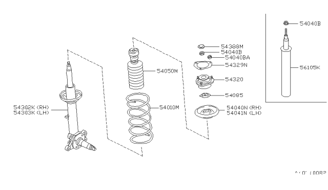 1993 Infiniti J30 Front Spring Diagram for 54010-0P002