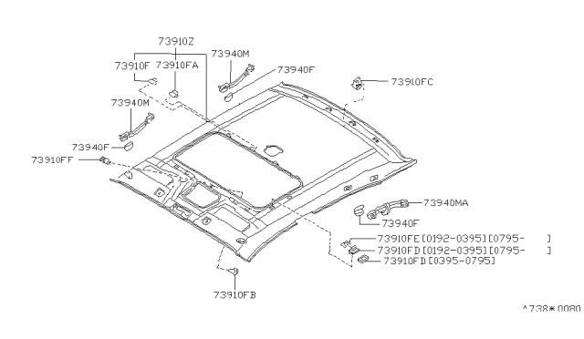 1996 Infiniti J30 Cap-Assist Grip Diagram for 73943-18Y02