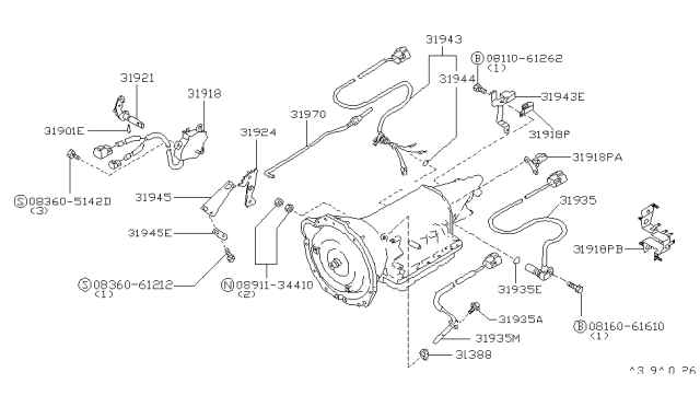 1994 Infiniti J30 Clip-Harness Diagram for 31376-41X04